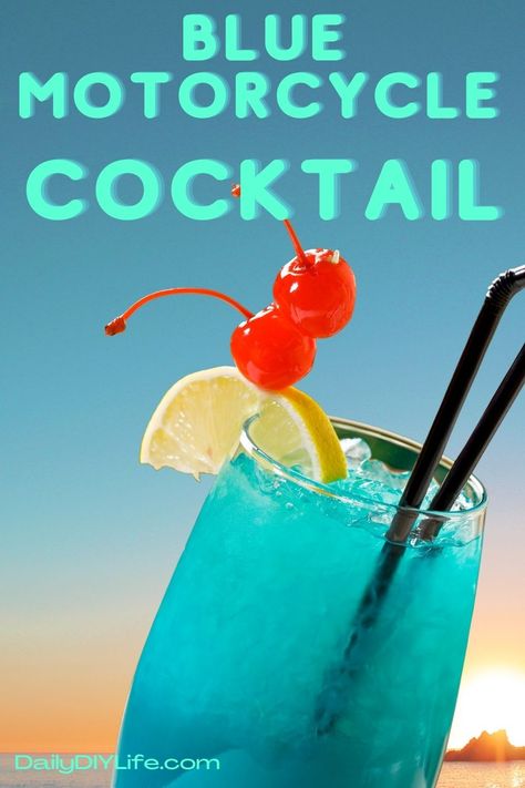 Easy Blue Cocktail Recipes, Sour Mix Recipe, Blue Motorcycle Drink, Blue Hawaiian Mocktail Recipe, Blue Curacao Mocktail Recipe, Blue Curacao Halloween Drinks, Moonshine Drink Recipes, Homemade Sour Mix, Virgin Cocktails