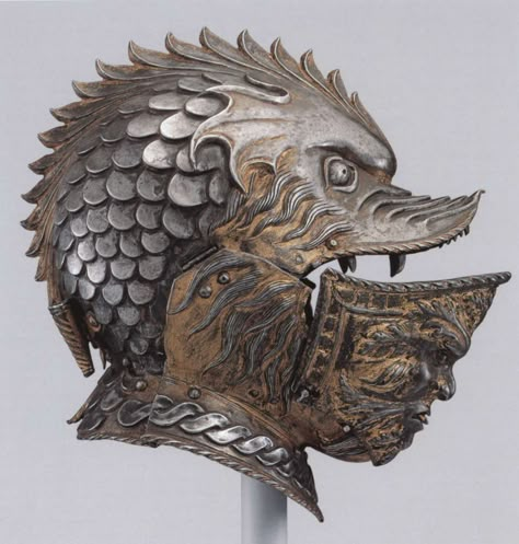 Fleurs Art Nouveau, Medieval Tattoo, Medieval Dragon, Helmet Armor, Medieval Helmets, Ancient Armor, Knights Helmet, Historical Armor, 다크 판타지