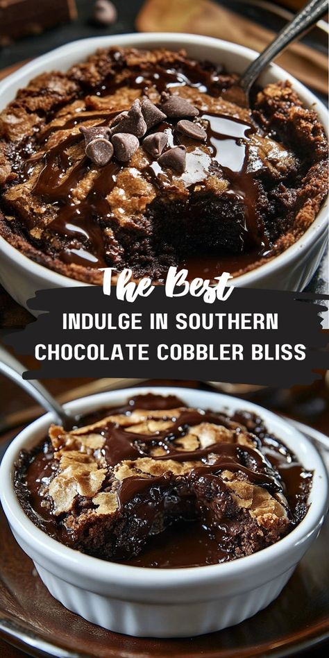 Experience the rich decadence of Southern Chocolate Cobbler, a delightful dessert that combines gooey chocolate with a cake-like crust. Ideal for gatherings or a sweet treat at home, this recipe will impress everyone. Serve warm with a scoop of vanilla ice cream for the ultimate indulgence! Southern Chocolate Cobbler, Chocolate Cobbler Recipe, Chocolate Cobbler, Chocolate Melting, Cobbler Recipe, Cobbler Recipes, Chocolate Filling, Cozy Night, Vanilla Ice