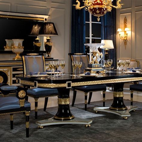 Italian Made Furniture & Italian Home Decor Luxury Italian Furniture Italian Living Room Decor, Versace Home Decor, Versace Furniture, Italian Furniture Living Room, Italian Classic Furniture, Italy Furniture, Italian Dining Room, Dining Room Furniture Collections, Versace Design