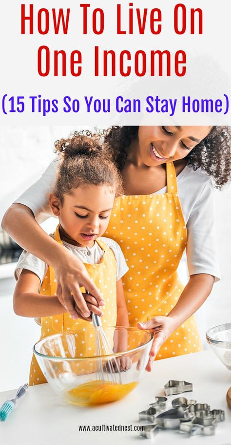 How To Live On One Income - check out these 15 tips for living on one income from a Stay At Home Mom.. Your family can not only survive on one income but you can actually THRIVE and enjoy living on one income. SAHM, living on one income, budgeting, money saving tips #frugalliving #moneysavingtips #acultivatednest Sahm Budget, Live On One Income, One Income Family, Grocery Savings Tips, Money Printables, Manage Money, Saving Habits, Financial Fitness, Frugal Lifestyle