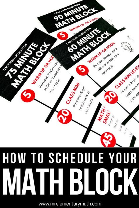 Find ideas on how to schedule your daily math block to include key components for success. Reach all students in your classroom with no matter how much time is in your schedule. #guidedmath #mathschedule #mathblock #dailymathschedule #mathblockschedule Math Minutes, Grade 6 Math, Math Coach, Eureka Math, Math Blocks, Math Talk, Upper Elementary Math, Daily Math, Math Intervention