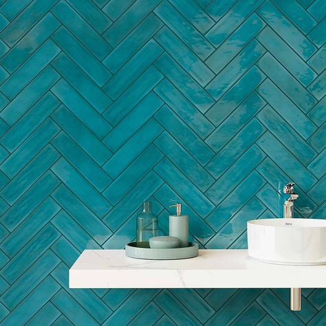 Teal Tile, Teal Bathroom, Ceramic Subway Tile, Ceramic Mosaic Tile, Modern Tiles, Blue Tiles, Ceramic Wall Tiles, Subway Tile, Tile Backsplash