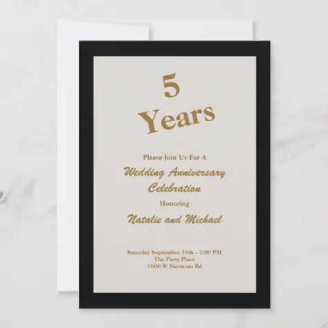 Simple Framed 5th Wedding Anniversary Invitation | Zazzle.com 25th Wedding Anniversary Invitations, 50th Wedding Anniversary Invitations, 20 Wedding Anniversary, Anniversary Invitation, Wedding Anniversary Celebration, 5th Wedding Anniversary, 30th Wedding Anniversary, 40th Wedding Anniversary, 10th Wedding Anniversary