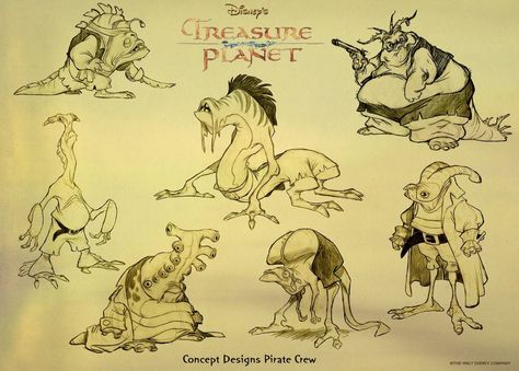 Disney Treasures, Alien Character, Character Design Sketches, Disney Concept Art, Walt Disney Animation Studios, Alien Concept Art, Treasure Planet, Art Disney, Concept Art Character