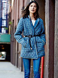 Chambray Quilted Jacket Utility Jacket Outfit, Quilted Clothing, Quilt Jacket, Free People Jacket, Free People Clothing, Quilted Coat, Blue Jean, Quilted Jacket, Jeans Denim