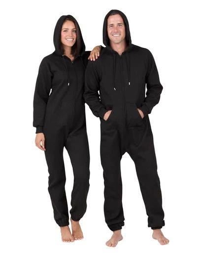 Adult Hoodie One Piece - Footed Pajamas Co. Adult Footie Pajamas, Hoodie Jumpsuit, Womens Pjs, Footed Pajamas, Jumpsuit Men, Footie Pajama, Pitch Black, Jogging Suit, One Piece Pajamas