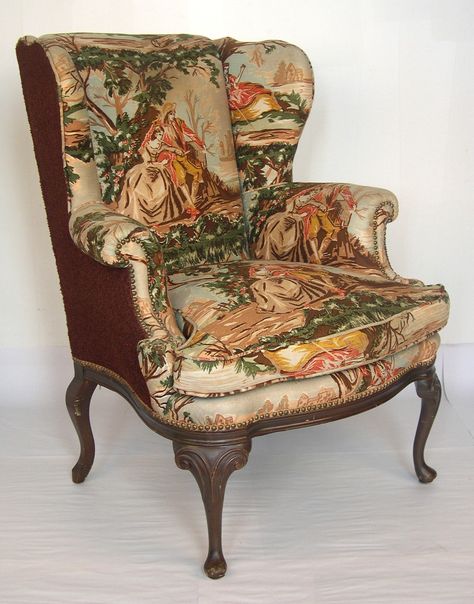 Queen Anne Style Wing Back Chair Chair Tattoo, Victorian Chairs, Wing Back Chair, Wingback Chairs, Victorian Chair, Queen Anne Style, Antique French Furniture, Chairs Dining, Wingback Chair