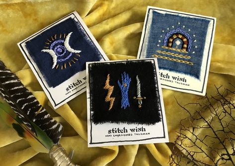 On Making Your Own Talisman... — mixed color Diy Talisman, Witchy Embroidery Ideas, Amulets And Talismans Jewelry, Embroidery Tarot, Amulets And Talismans Charms, Fabric Amulets And Talismans, Ancient Greek Words, Miniature Embroidery, Fun Hobbies