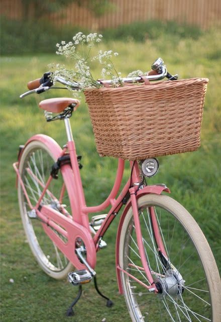 Ride a bike to run some errands.  It's so easy now that it's Spring, and you'll save a wallet-full on gas . Pink Bicycle, Tout Rose, Velo Vintage, Pink Bike, Retro Bike, I Believe In Pink, I Want To Ride My Bicycle, Pink Retro, Beach Cruiser