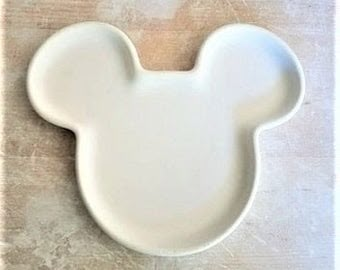 PLEASE SCROLL DOWN for shop announcement. by RedwoodStoneworks Plate Clay Ideas, Air Dry Clay Disney, Disney Pottery, Air Dry Clay Coasters, Clay Disney, Clay Coasters, Mickey Mouse Jewelry, Bedside Tray, Paper Petals