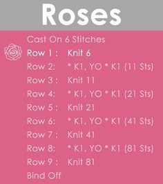 Knit Rose, Knitted Flower Pattern, Rose Flower Pattern, Knitting Paterns, Knitting Instructions, Knitted Flowers, How To Purl Knit, Easy Knitting Patterns, How To Knit