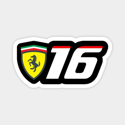 16 is the number of Charles Leclerc, Ferrari F1 driver. -- Choose from our vast selection of magnets to match with your desired size to make the perfect custom magnet. Pick your favorite: Movies, TV Shows, Art, and so much more! Available in two sizes. Perfect to decorate your fridge, locker, or any magnetic surface with. F1 Laptop Stickers, Charles Leclerc Number 16 Logo, F1 Stickers Ferrari, Charles Leclerc 16 Logo, 16 Number Design, Charles Leclerc Number, Charles Leclerc Drawing, Ferrari Stickers, Ferrari 16