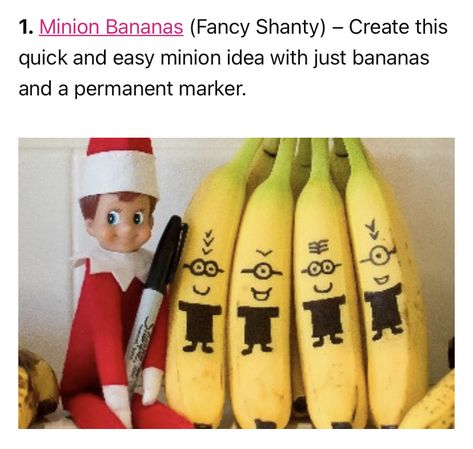 Banana Elf On The Shelf Ideas, Elf On The Shelf Bananas, Minion Banana, Elf On A Shelf, Permanent Marker, Shelf Ideas, A Shelf, On The Shelf, Secret Santa