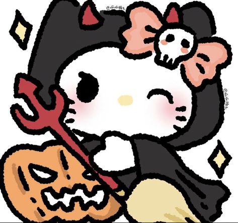 Cute Halloween Pfp, Halloween Profile Pics, Hello Kitty Halloween Wallpaper, Hello Kitty Imagenes, Hello Kitty Wallpaper Hd, Iphone Wallpaper Kawaii, Kitty Drawing, Hello Kitty Halloween, Hello Kitty Drawing