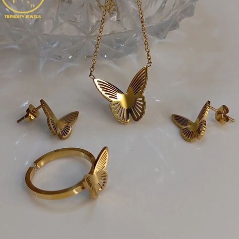 🦋Exquisite Frosted Butterfly🦋 Locket Set with ring💍 Antitarnish🎗️ Hypoallergenic✨ Stainless steel jewellery💫 Best for daily usage💎 18K Gold plated 🌙 DM OR WHATSAPP FOR ORDER 03225016154 ❗LIMITED TIME OFFER❗ ❗❗Flat 50% off on our Grand Opening Sale ❗❗ #butterflies #butyemu #jewelry #instagramreels #foryoupage #viralsound #followforfollowback #explorepage #explorepage✨ #viral #newtrend #newmoon #new #newpagealert #newpost #postoftheday #photooftheday #outfitoftheday #poetry #astgeticpos #as... Butterfly Locket, Limited Time Offer, New Moon, Stainless Steel Jewelry, Grand Opening, Newest Trends, Locket, Limited Time, Outfit Of The Day