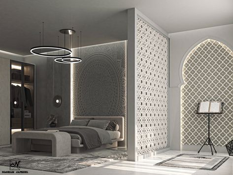 Namaz Area At Home, Praying Room, Islamic Interior, Islamic Interior Design, Prayer Room Ideas, Interior Design Behance, Cool Room Designs, Prayer Corner, Bedroom Deco