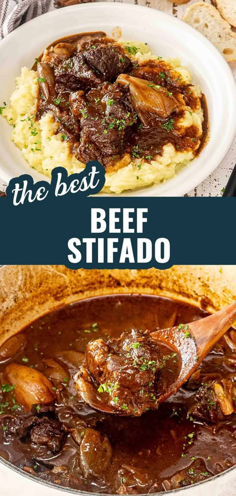 Dive into the rich flavors of Greece with this hearty Beef Stifado recipe! Perfect for cozy dinners. 🍲 #BeefStifado #GreekCuisine Sirloin Stew Recipes, Beef Greek Recipes, Beef Stew Meat Recipes Asian, Best Stew Beef Recipes, Egyptian Beef Recipes, Stewing Beef Recipes Not Stew, The Best Beef Stew Ever, Stewing Beef Recipes Slow Cooker, Stew Beef Recipes For Dinner