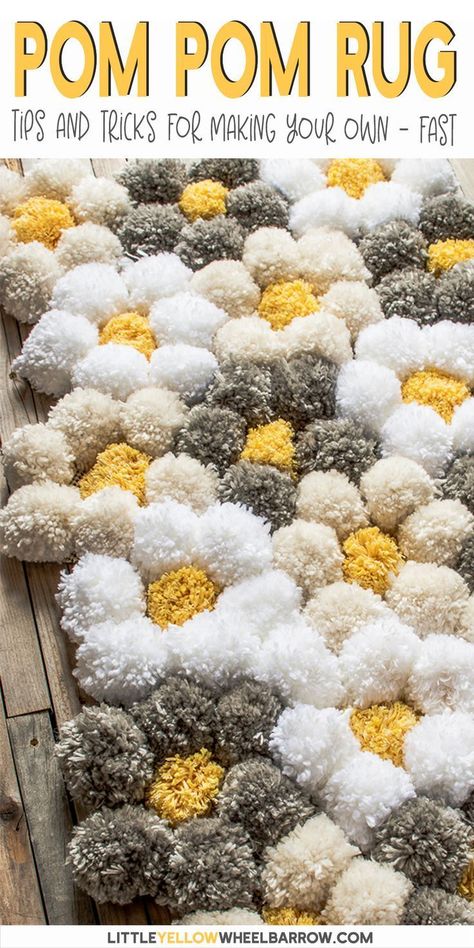 Pom Daisy, Diy Pom Pom Rug, Bernat Softee Chunky Yarn, Pom Pom Rug, Easy Knitting Projects, Diy Pom Pom, How To Make A Pom Pom, Pom Pom Maker, Pom Pom Crafts