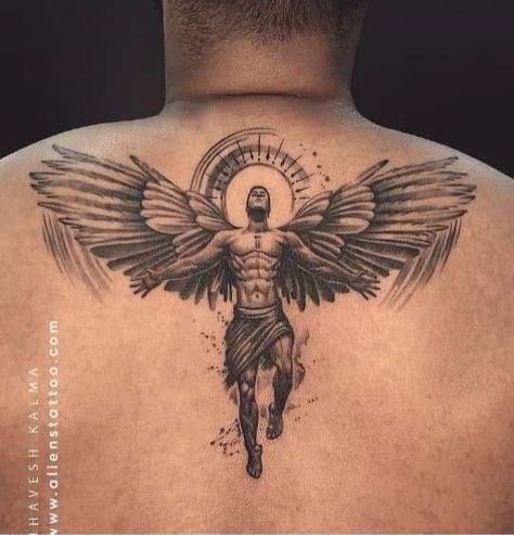 67 Tatuajes de Angel Alas para Hombres en Espalda en Negro omoplatos columna Back Tattoos For Men, Falling Feathers, Angel Tattoo, Back Tattoos, Tattoos For Men, Tattoo On, Feathers, Angel, For Men