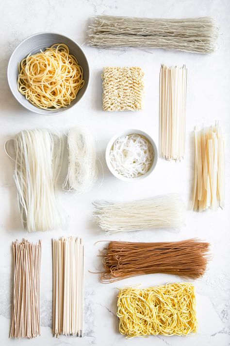 A Guide to Asian Noodles Chow Fun Noodles, Asian Supermarket, Rice Noodle Recipes, Buckwheat Recipes, Korean Noodles, Types Of Noodles, Asian Stir Fry, Wheat Noodles, Buckwheat Noodles