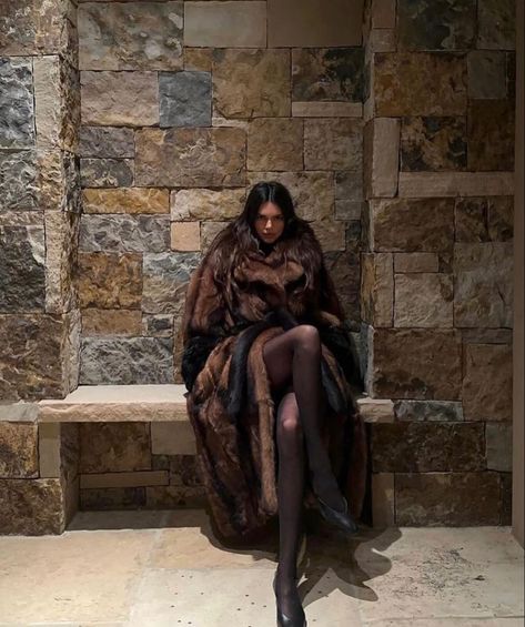 mob wife aestetic Fur Coat Aesthetic, Mafia Wives, Brown Fur Coat, Looks Kylie Jenner, Fur Coat Outfit, Wife Style, Mob Wives, Brown Fur, Jenner Style