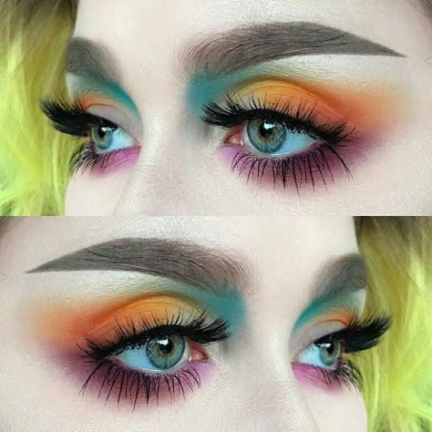 Mad Hatter Makeup, Mad Hatter Halloween Costume, Alice In Wonderland Makeup, Wonderland Makeup, Mad Hatter Costume, Bright Eyeshadow, Bright Makeup, Alice In Wonderland Costume, Smink Inspiration