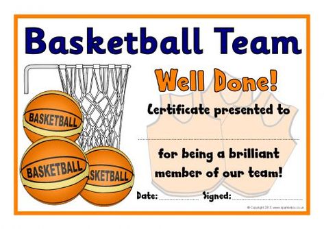 Basketball Club Award Certificates (SB9550) - SparkleBox Basketball Awards, Basketball Rules, Basketball Tricks, Basketball Moves, Uk Basketball, Basketball Plays, Basketball Party, Best Basketball Shoes, Basketball Tips