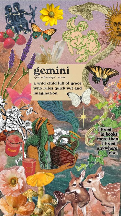 #gemini #geminiseason #astrology #zodiac June Gemini Characteristics, Gemini Midheaven Aesthetic, Gemini Phone Wallpaper, Gemini Screensaver, Geminicore Aesthetic, Gemini Art Goddesses, Gemini Art Illustrations, Gemini Moon Aesthetic, Gemini Wallpaper Aesthetic