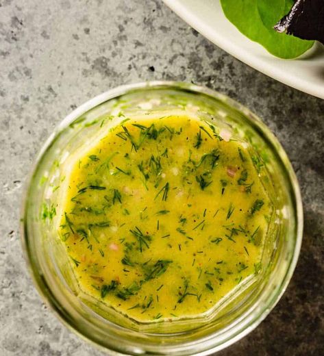 Dill Vinaigrette with Lemon (Easy and Delicious!) — Zestful Kitchen Dill Vinaigrette, Dill Pickle Pasta Salad, Lemon Butter Salmon, Potatoes Green Beans, Apple Walnut Salad, Salad Dressing Recipes Healthy, Simple Vinaigrette, Vinaigrette Recipe, Salad Dressing Recipes Homemade