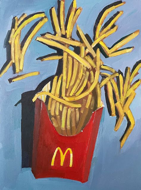 Mcd Fries, Positivity Journal, Large Fries, Middle School Art Projects, Foodie Art, New Mommy, Nostalgic Art, Food Painting, Journal Cover