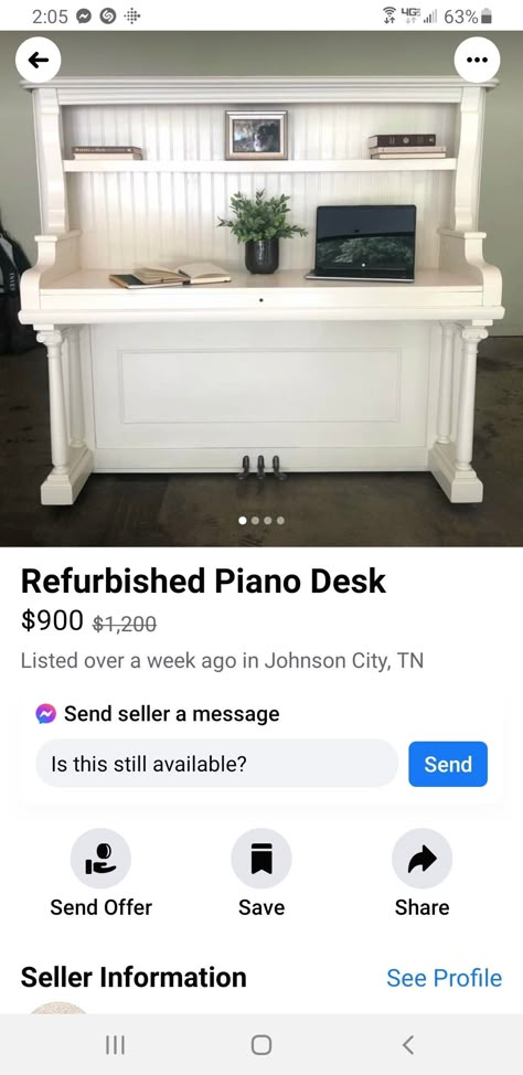 Refurbish Piano Ideas, Piano Into Desk, Piano Desk Repurposed, Upright Piano Repurpose, Refurbished Desk Ideas, Refurbished Piano, Piano Upcycling, Basement Nook, Old Door Desk