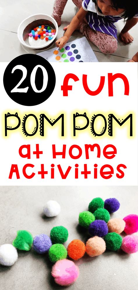 Pom Pom Sorting, Pom Pom Activities, Learning Colors Activities, At Home Activities, Christmas Pom Pom, Easter Crafts For Toddlers, Pom Crafts, Kids Worksheets Printables, Activities For Preschoolers