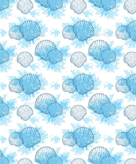 Marine Prints, Fish Pattern Design, Sea Shell Pattern, Ocean Prints, Wildlife Wallpaper, Beach Pattern, Seashells Patterns, Pen Wraps, Sea Design