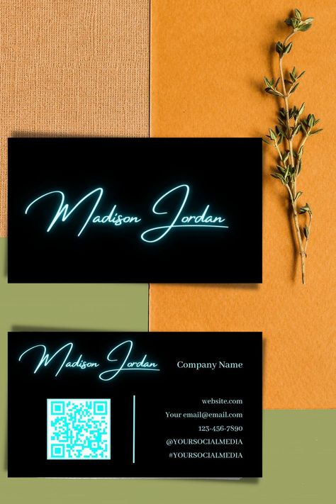 • Business Card Template 3.5”x2” #neon business card #neon business card template #business card #QR Code #small business #calling card #Template #Neon template #business card black #minimalist card #small business card #Neon QR code #beauty business card #digital business card #pink neon business card Neon Template, Business Calling Card, Neon Business Cards, Business Card Pink, Calling Card Template, Business Card Qr Code, Minimalist Card, Black Minimalist, Diy Business Cards