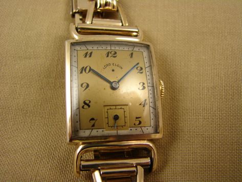 Vintage 1944 Art Deco 14k Gold FL Lord Elgin Mens Watch Elgin Watch, Vintage Watches For Men, Square Watch, Wrist Watch, Jewelry Watches, Art Deco, Gold, Art