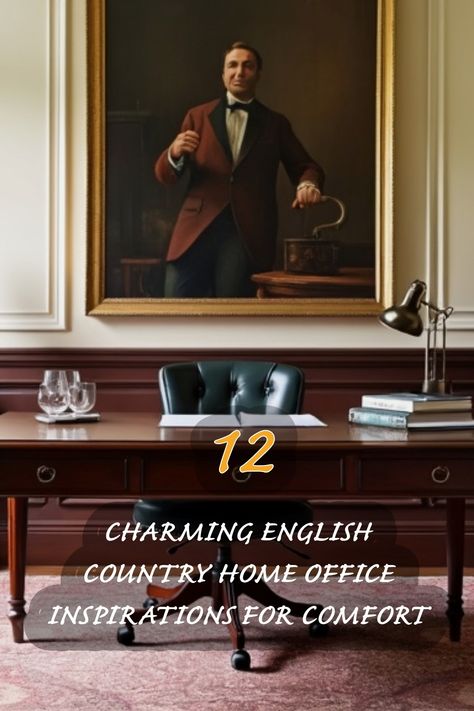 Step into the world of elegance with this stunning English country home office. The rich wood tones and classic decor create a comforting atmosphere that inspires creativity and productivity. The exquisite portrait adds a touch of history, while the plush leather chair invites you to settle down and get to work. Explore how to blend comfort with timeless style in your own space. English Home Office, Country Home Office, English Country Design, Japandi Dining Room, English Country Home, Organic Modern Kitchen, Lavender Walls, Home Office Design Ideas, Office Design Ideas