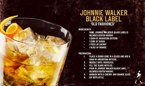 Johnny Walker Drinks Recipes, Johnnie Walker Black Label Cocktails, Johnny Walker Black Label Cocktails, Johnny Walker Cocktails, Johnnie Walker Cocktails, Black Drinks, Johnnie Walker Black Label, Johnny Walker, Liquor Drinks