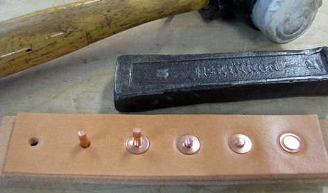 How to install heavy duty leather rivets. Faux Rivets Diy, Diy Leather Working, Leather Patterns, Diy Leather Projects, Leather Craft Projects, Leather Rivets, Leather Craft Tools, Leather Diy Crafts, Leather Crafts