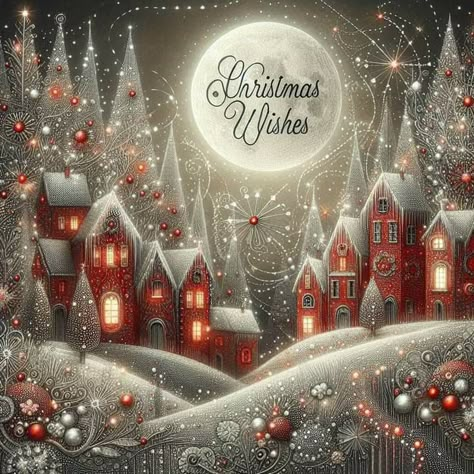 Winter Scenery Christmas, White Scenery, Winter Snow Scenes, Xmas Village, Christmas Nostalgia, Beautiful Christmas Scenes, Christmas Motifs, Xmas Art, Antique Windows