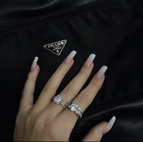 Long Acrylic Nails Classy, Nail Gradient, Ballerina Coffin, Ombre Pink, Nails Tips, Classy Acrylic Nails, Soft Nails, Acrylic Nails Coffin Short, White French