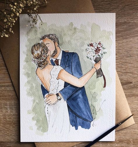 Wedding Painting, Live Painting, Wedding Illustration, Watercolor Sketchbook, Watercolor Art Lessons, Wedding Art, Custom Watercolor, Watercolor Inspiration, Card Illustration