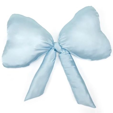 Coquette Pillow, Pillow Aesthetic, Bow Pillow, Aesthetic Bow, Bow Pillows, Home Decor Blue, Shaped Pillow, Sofa Office, Blue Throw Pillows