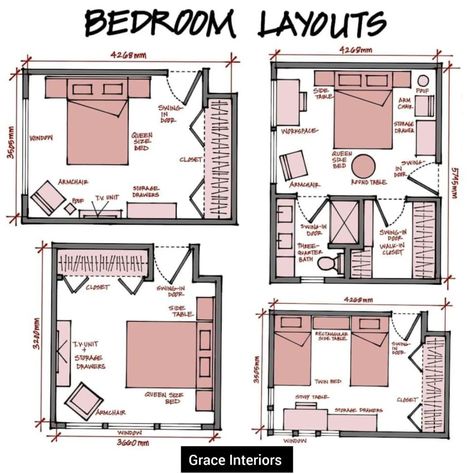 GRACE INTERIORS | Useful types for Entrance foyer✨ Space saving ideas Follow for more: @official_graceinteriors YouTube: Grace Interiors . . . #grace… | Instagram Dream Bedroom Layout, Room Shapes Layout, 15x14 Bedroom Layout, 3 X 4 Bedroom Ideas, Bedroom 4x5 Design, Wide Bedroom Ideas, 12x12 Room Layout Bedroom, 9x12 Bedroom Layout, Big Bedroom Layout