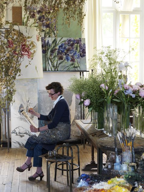 A Painter's House | HomeAdore Claire Basler, Art Spatial, Artistic Space, Dream Studio, French Floral, World Of Interiors, French Artists, Marie Claire, Space Art