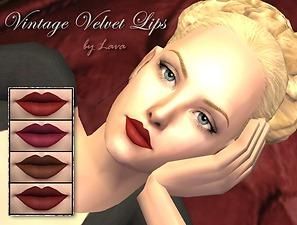 Mod The Sims - Vintage Velvet Lips **Update 10/29/07 - lots of new shades! Sims 2 Makeup, 1950s Makeup, Sims2 Cc, Sims 2 Games, 1920s Makeup, Sims Inspiration, Ts2 Cc, Makeup Cc, Eyeshadow Collection