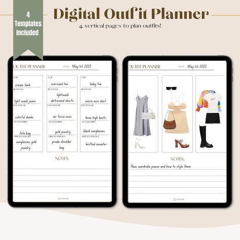 Digital Vertical Outfit Planner Templates | For Goodnotes 5, Notability, etc. | Printable Outfit Planner | Customizable Outfit Planner menuplanner #business #templatesforweeklyplanner #androidplanner🗒️ Outfit Planner Printable, Templates For Goodnotes, Interactive Calendar, Goodnotes 5, Outfit Planner, Planner Writing, Ultimate Planner, Outfit Plan, Academic Planner