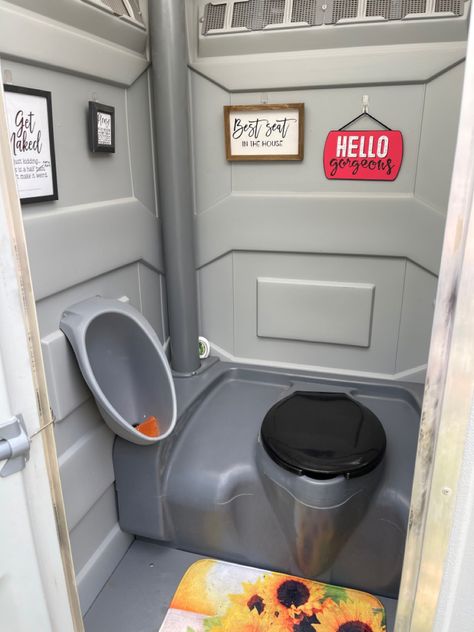 Decorating Porta Potty For Wedding, Porta Potty Decorating Ideas Wedding, How To Decorate A Porta Potty, Port A Potty Decorations, Decorated Porta Potty, Portapotty Ideas, Porta Potty Decorating Ideas, Diy Porta Potty, Porta Potty Wedding