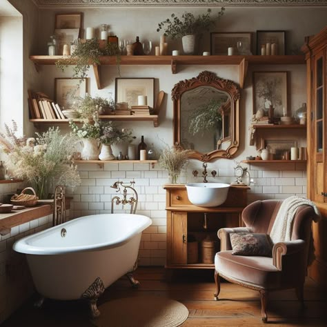 15 Enchanting Cottagecore Bathroom Ideas for Rustic Charm — Lord Decor Woodland Bathroom Decor, Farmhouse Cottage Bathroom, Bathroom Decor Cottagecore, Cottage Core Aesthetic Bathroom Ideas, Cottage Core Bathrooms, Vintage Cottage Bathroom, Cottagecore Aesthetic Bathroom, Cottagecore House Bathroom, Cottagecore Interior Design Bathroom