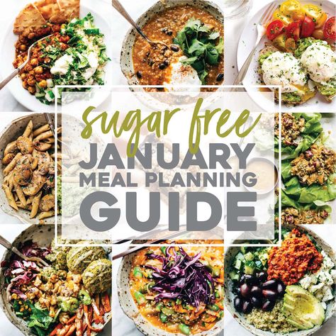 Plan your meals for Sugar Free January! Map out all your food for the month with these easy, healthy, sugar-free recipes. BONUS: a free printable meal planning template! #mealplanning #mealprep #sugarfree #january #newyear #healthy | pinchofyum.com Sugar Free Diet Plan, Sugar Free Eating, Sugar Detox Recipes, January Challenge, Detox Meal Plan, Zucchini Pie, Pinch Of Yum, Sugar Free Diet, No Sugar Diet